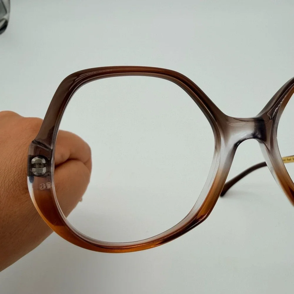 Vintage Univis Eye Mystique CM46 Sand Pearl Geometric Oversized Eyeglasses Frame
